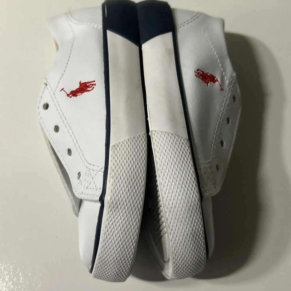 Polo Ralph Lauren Kids White Slip On Sneakers w/ Logo Size 7 (toddler). No Laces